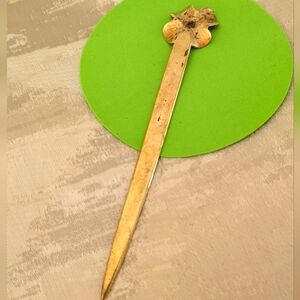VTG BRASS LETTER OPENER ORANTE CELTIC CLOVER 🍀